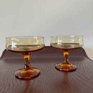 Vintage Amber Coup Glasses